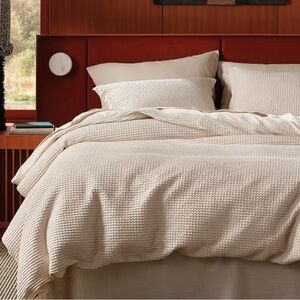 Amazon | Bedsure Cotton Duvet Cover King - 100% Cotton Waffle Weave Beige